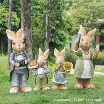 Высокие статуи Кролик Большой Кролик Уличные художественные фигурки животных Орнамент для украшения статуй ко Дню Благодарения