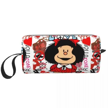 Love Peace И Mafalda, большая косметичка, водонепроницаемая сумка, дорожные косметички, переносная сумка для туалетных принадлежностей из мультфильма Quino Argentina