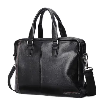 Деловой мужской портфель из натуральной кожи, сумка большой емкости, офисная мужская сумка через плечо, 15,6 