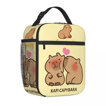 Симпатичный продукт Happy Capybara Изолированный Ланч-пакет для детей, Школьный ящик для хранения продуктов, Портативный Кулер уникального дизайна, Термобокс для Бенто