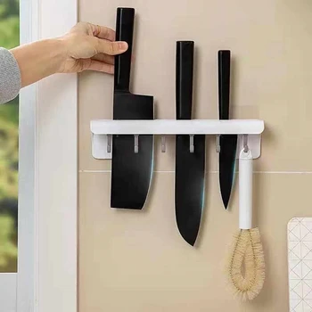 Настенная кухонная стойка Держатель для ножей Полка для хранения с 6 Крючками Органайзер для столовых приборов Аксессуары для дома