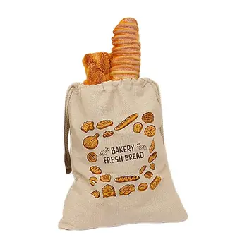 Льняные хлебные мешочки для домашнего хлеба Тканевые хлебные мешочки на шнурке, сумки для выпечки, сумки для хранения хлебных батонов, Домашняя еда