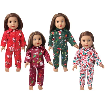 С Рождеством, Модный комплект кукольной одежды для 18-дюймовой американской куклы, верхняя блузка, пижама, Пижамы, аксессуары для кукол 1/4 для девочек