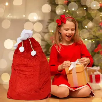 Рождественская Сумка Санты Jum-bo Big Gift Bag Большие Подарочные Пакеты Рождественского Санты С Завязками Santa Christmas Holiday Gift Bag