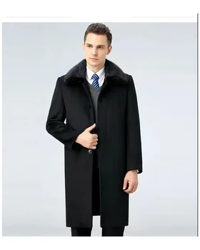 Зимнее Длинное Мужское пальто С Теплым Съемным Мехом, Высококачественная Кашемировая куртка Выше колена, деловой Повседневный костюм Mlae, пальто На заказ