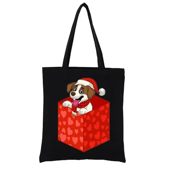 Холщовая сумка для покупок Щенок Джек Рассела Рождественского подарка Эко-повседневные сумки Harajuku Забавная сумочка Покупательница женской моды