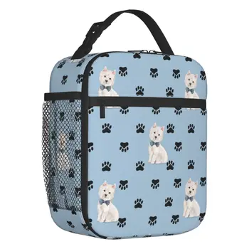 Утепленная сумка для ланча с рисунком лапы Вест-Хайленд-Уайт-терьера Westie Dog, водонепроницаемый термохолодильник, ланч-бокс для женщин и детей