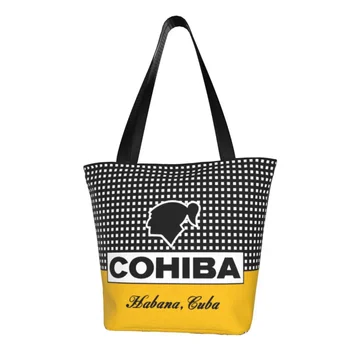 Симпатичные сумки для покупок Habana Cuba Cohiba для переработки Кубинских сигар, холщовая сумка для покупок в продуктовых магазинах, Наплечная сумка для покупок в продуктовых магазинах