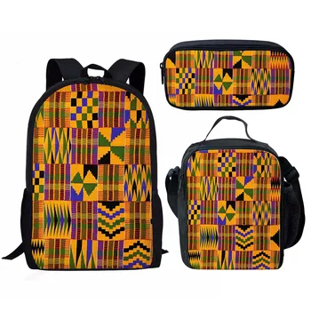 Женские школьные сумки для колледжа, детский рюкзак для мальчиков и девочек, сумки для книг с африканским винтажным племенным принтом, 3 шт., наборы детских сумок для книг