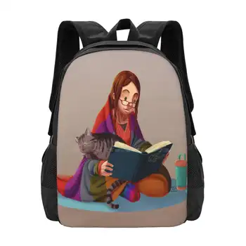 Лампа для чтения, рюкзак с рисунком V2, школьные сумки, чай с кошкой, кофе