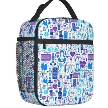 Мультяшная сумка для ланча с изображением доктора и медсестры для женщин, водонепроницаемая сумка для ланча с принтом медсестры, сумка для ланча для офиса, пикника и путешествий