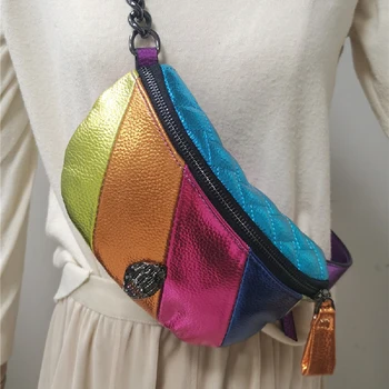 2023 Новый дизайн, поясная сумка, Цветная Сращивающая сумочка, сумка-мессенджер цвета Радуги, сумка с головой Орла, Женский мини-кошелек, модная нагрудная сумка