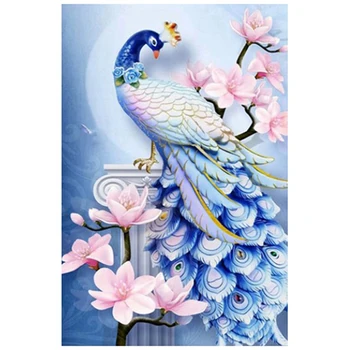 2X Краска с алмазной вышивкой Blue Peacock Diamond Painting с круглым рисунком из горного хрусталя Home Decor 01