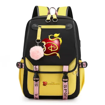 Рюкзаки Disney Descendants, Подростковый рюкзак для ноутбука с USB-зарядкой, Женский Мужской рюкзак, Дорожная сумка Mochila