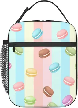 Симпатичная сумка для ланча для мужчин и женщин Macaron Cake Сумки для ланча многоразового использования Изолированный тепловой ланч-бокс Портативная сумка-холодильник Сумка для пикника