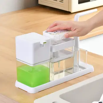 Дозатор мыла для мытья посуды с держателем губки, органайзер для раковины на столешнице