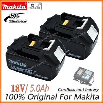 Оригинальный аккумулятор Makita 18V 5.0Ah 6.0Ah со светодиодной литий-ионной заменой LXT BL1860B BL1850 Makita rechargeable power tool battery 5000