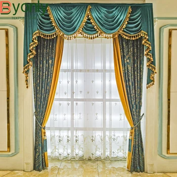 Роскошные европейские Темно-зеленые шторы из сахаринового жаккарда с бархатным переплетением для гостиной Спальни с Французским окном На заказ для виллы