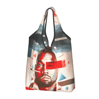 Популярный певец Канье Уэст Сумки для покупок с продуктами Kawaii Shopper, сумка-тоут, портативная сумка большой емкости