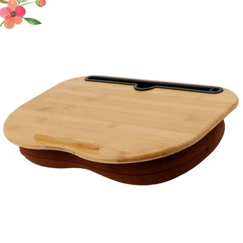 Письменный стол на коленях с подушкой и прорезью Бамбуковый лоток для ноутбука Столик для ноутбука Деревянный лоток для стола для ноутбука Держатель платформы для домашней кровати