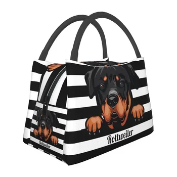 Изготовленная на заказ сумка для ланча из ротвейлера с выглядывающей собачкой, женская теплая сумка-холодильник, изолированный ланч-бокс для офисных поездок