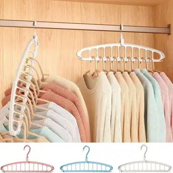 Складная вешалка для хранения на 11 отверстий Подвижная Пластиковая многопортовая вешалка для одежды Экономия места Вращающаяся вешалка для одежды