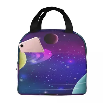 Сумка для ланча, изолированная сумка Galaxy Background, переносная сумка для пикника через плечо, термосумка для фруктов для работы