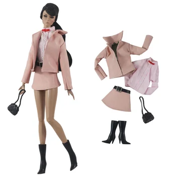 NK 1 комплект, 1/6 Розовая Офисная женская рабочая одежда, костюм, одежда для куклы Барби, пальто, куртка, сумка, аксессуары для платья