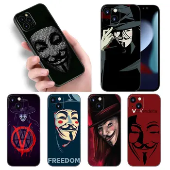 V for Vendetta Чехол Для Телефона Apple iPhone 12 13 Mini 11 14 15 Pro Max 7 8 Plus X XR XS SE 2020 2022 Черный Силиконовый Чехол