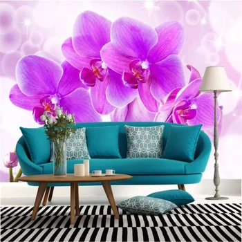 beibehang papel de parede Обои на заказ 3d фотообои фиолетовый фаленопсис обои для гостиной спальни домашний декор фреска