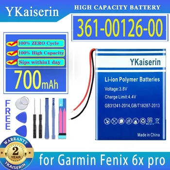 Аккумулятор YKaiserin 361-00126-00 (2 линии) 700 мАч для GPS-часов Garmin Fenix 6X Pro 6XPro Bateria