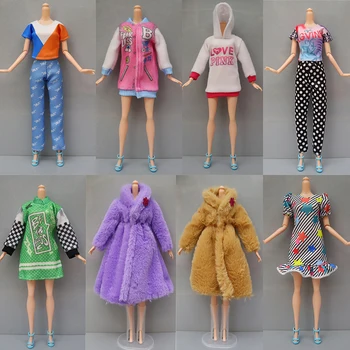 1 комплект модной одежды для куклы 1/6, повседневная юбка, жилет, рубашка, брюки, платье, аксессуары для кукольного домика, одежда