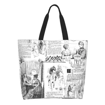 Страницы Гордости и предубеждения, сумка для покупок, женская холщовая сумка-шоппер Джейн Остин на заказ, сумки большой емкости