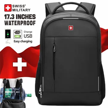 ШВЕЙЦАРСКИЙ военный мужской рюкзак для ноутбука, 17-дюймовый модный деловой рюкзак, школьный водонепроницаемый USB-рюкзак большой емкости mochilas Back Pack