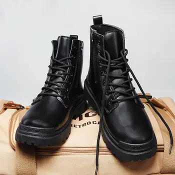 Рабочие ботинки, мужские высокие осенние ботинки на высоком каблуке, износостойкие, для защиты труда на строительной площадке, мужские уличные ботинки