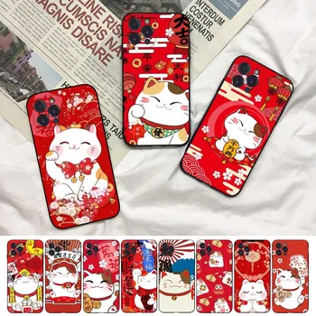 Китайский Милый Чехол Для телефона Lucky Cat Для iPhone 15 14 11 12 13 Mini Pro XS Max Cover 6 7 8 Plus X XR SE 2020 Funda Shell