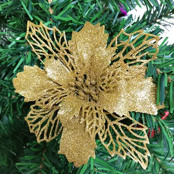 (5шт) 15 см Искусственная Рождественская елка Цветок Блестящие украшения Рождественские украшения Подарок на Новый год Украшение свадебной вечеринки