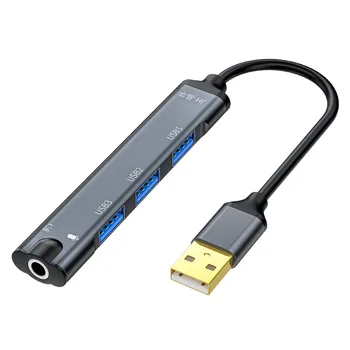 USB-концентратор Type C, адаптер-разветвитель USB2.0, док-станция TF / SD, аудиоразъем 3,5 мм для ноутбука Macbook, телефона, планшетного компьютера, офиса