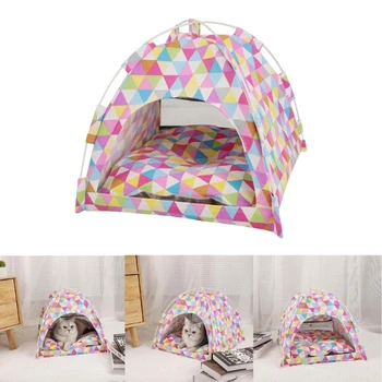 Летний вигвам Cat Cave Rainbow Bed Cooling Mansion Палатка-домик для маленьких собак 594C