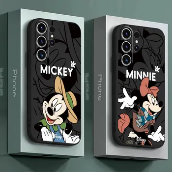 Чехол для телефона Samsung Galaxy S21 Ultra 5G S8 S7 S10e S22 Plus S23 S20 FE S10 S9 Disney Cute Mickey Cover Черный Мягкий Бампер