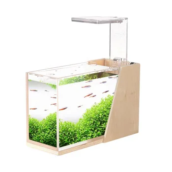 Маленький аквариум Мини-аквариум с золотыми рыбками со светодиодной подсветкой Офисный мини-аквариум для дома