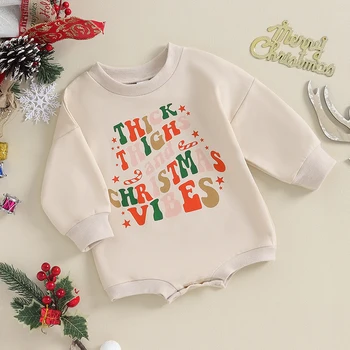 Рождественский наряд для новорожденных Мальчиков и девочек, комбинезон с пузырями, Толстовка, Боди большого размера, Осенняя одежда для новорожденных