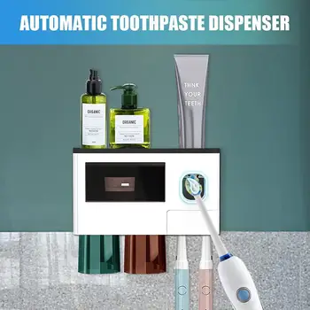 1 Комплект держателя для зубных щеток, Настенный неперфорированный Автоматический дозатор зубной пасты, Набор для хранения зубных щеток