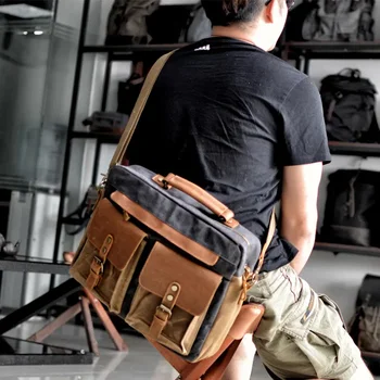 Винтажная сумка через плечо, мужская повседневная сумка-мессенджер Crazy Horse, кожаный портфель для компьютера
