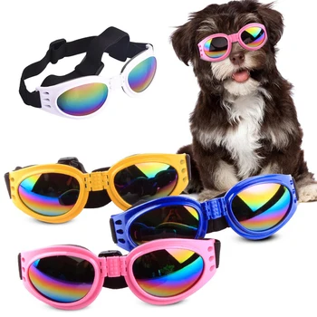 Модные складные солнцезащитные очки для домашних животных, пластиковые ветрозащитные очки для собак с регулируемым ремешком, очки для щенков для маленькой крупной собаки