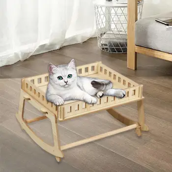 Кровать-качалка для кошек, деревянная кровать-качалка для кошек и маленьких собачек, кровать для сна кошек-кроликов
