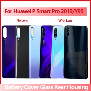 Для Huawei Y9S Задняя Крышка Батарейного Отсека Стеклянный Корпус Задней Двери С Клеем Для Объектива Камеры P Smart Pro 2019 STK-L21 LX3 STK-L2