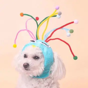 Собачья шапка Дышащая шапка для домашних животных милый головной убор в форме павлина для собак и кошек
