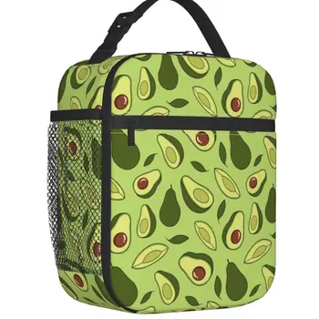 Изолированная сумка для ланча с принтом зеленого авокадо для женщин, Герметичный термоохладитель, касса для бенто, офис, работа, школа