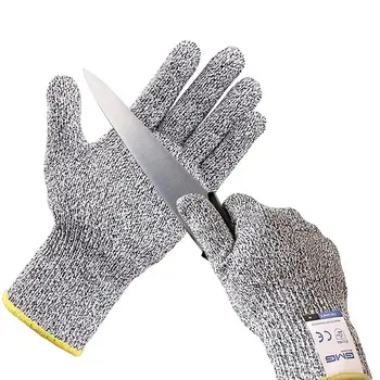 Перчатки С Защитой От Порезов Горячая Распродажа GMG Серый Черный HPPE EN388 ANSI Защитные Рабочие Перчатки С Защитой От Порезов 5-го Уровня